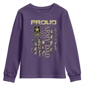 Proud Army Dad Youth Sweatshirt Military Father US Army Camo Flag TS10 Purple Print Your Wear