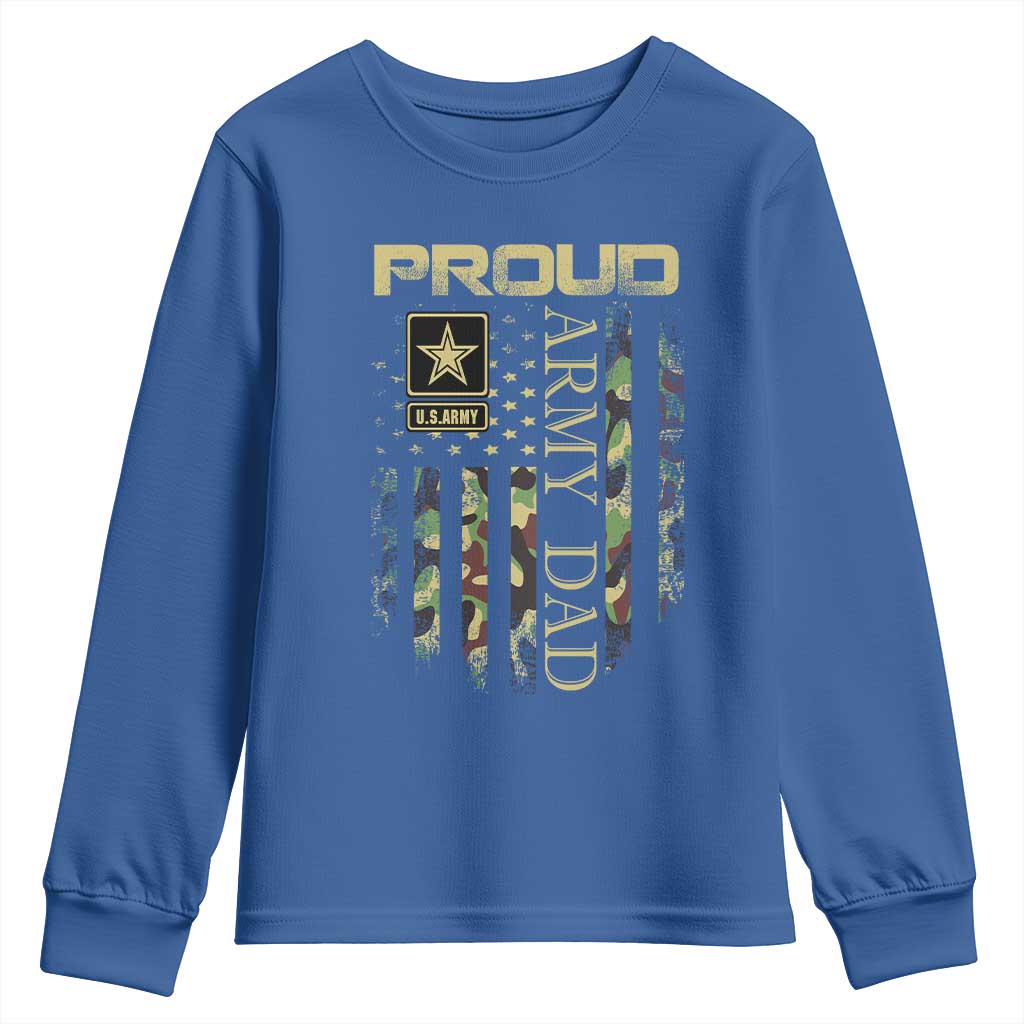 Proud Army Dad Youth Sweatshirt Military Father US Army Camo Flag TS10 Royal Blue Print Your Wear
