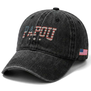 Papou Washed Cotton Baseball Cap New Grandpa Father’s Day USA Flag Patriotic TS10 Print Your Wear