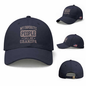 My Favorite People Call Me Grandpa Baseball Cap Retro Father's Day Grandpa Gift TS10 Baseball Cap Universal Fit Navy Print Your Wear