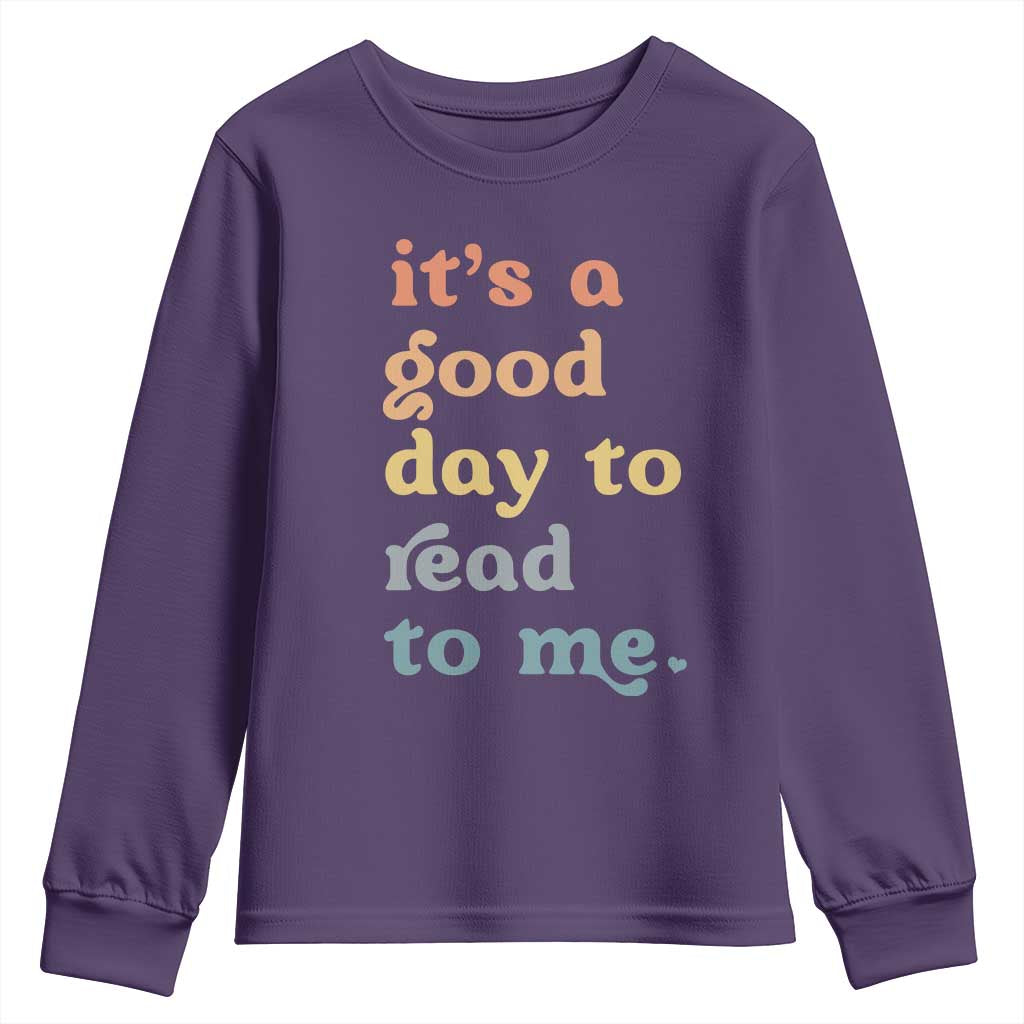 Read To Me Youth Sweatshirt Sassy Baby Shower Bookish Little Reader TS10 Purple Print Your Wear