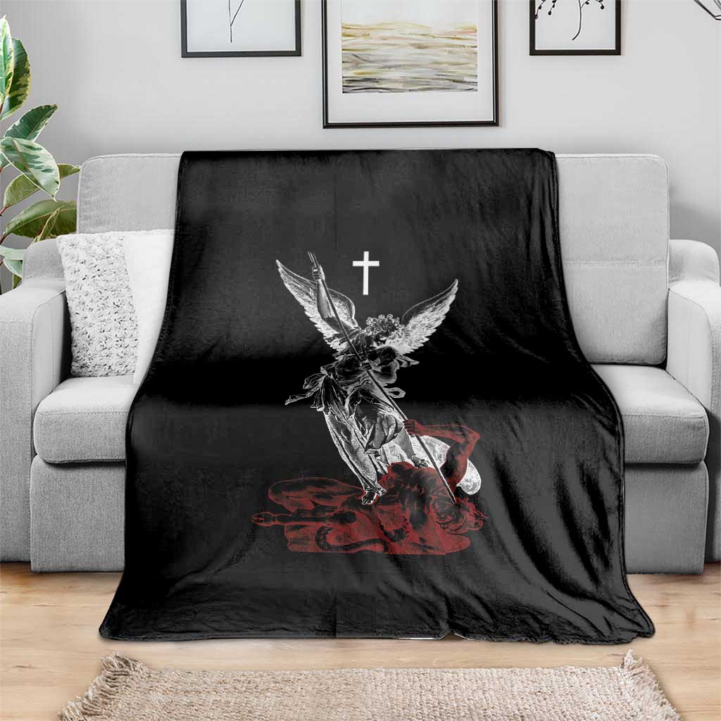 Saint Michael The Archangel Defeating Satan Throw Blanket TS10 Print Your Wear