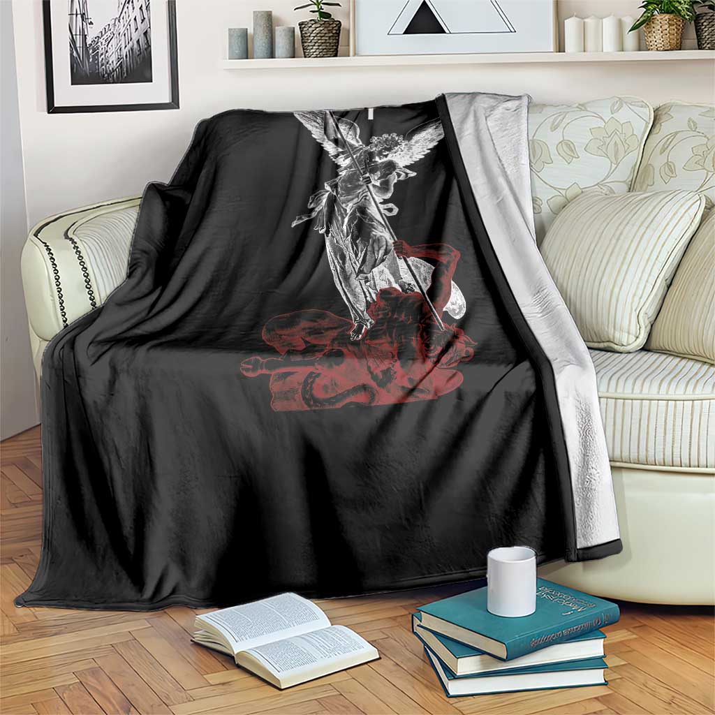 Saint Michael The Archangel Defeating Satan Throw Blanket TS10 Print Your Wear
