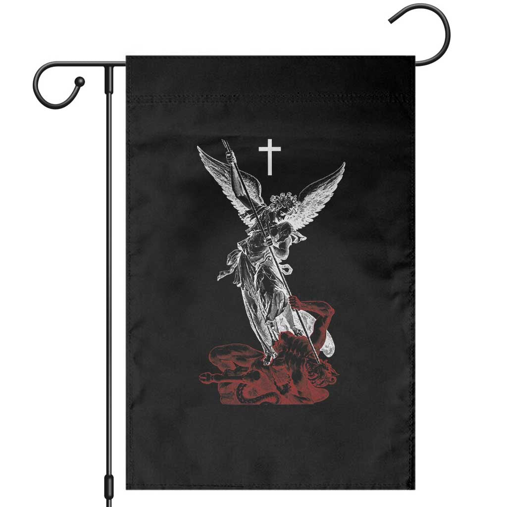Saint Michael The Archangel Defeating Satan Garden Flag TS10 Black Print Your Wear