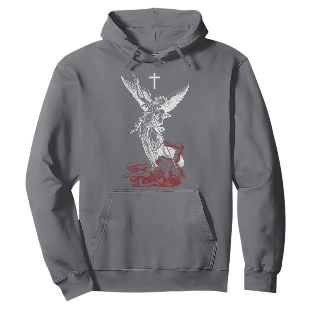 Saint Michael The Archangel Defeating Satan Hoodie TS10 Charcoal Print Your Wear