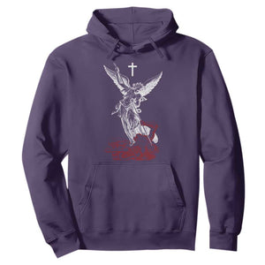 Saint Michael The Archangel Defeating Satan Hoodie TS10 Purple Print Your Wear
