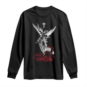 Saint Michael The Archangel Defeating Satan Long Sleeve Shirt TS10 Black Print Your Wear