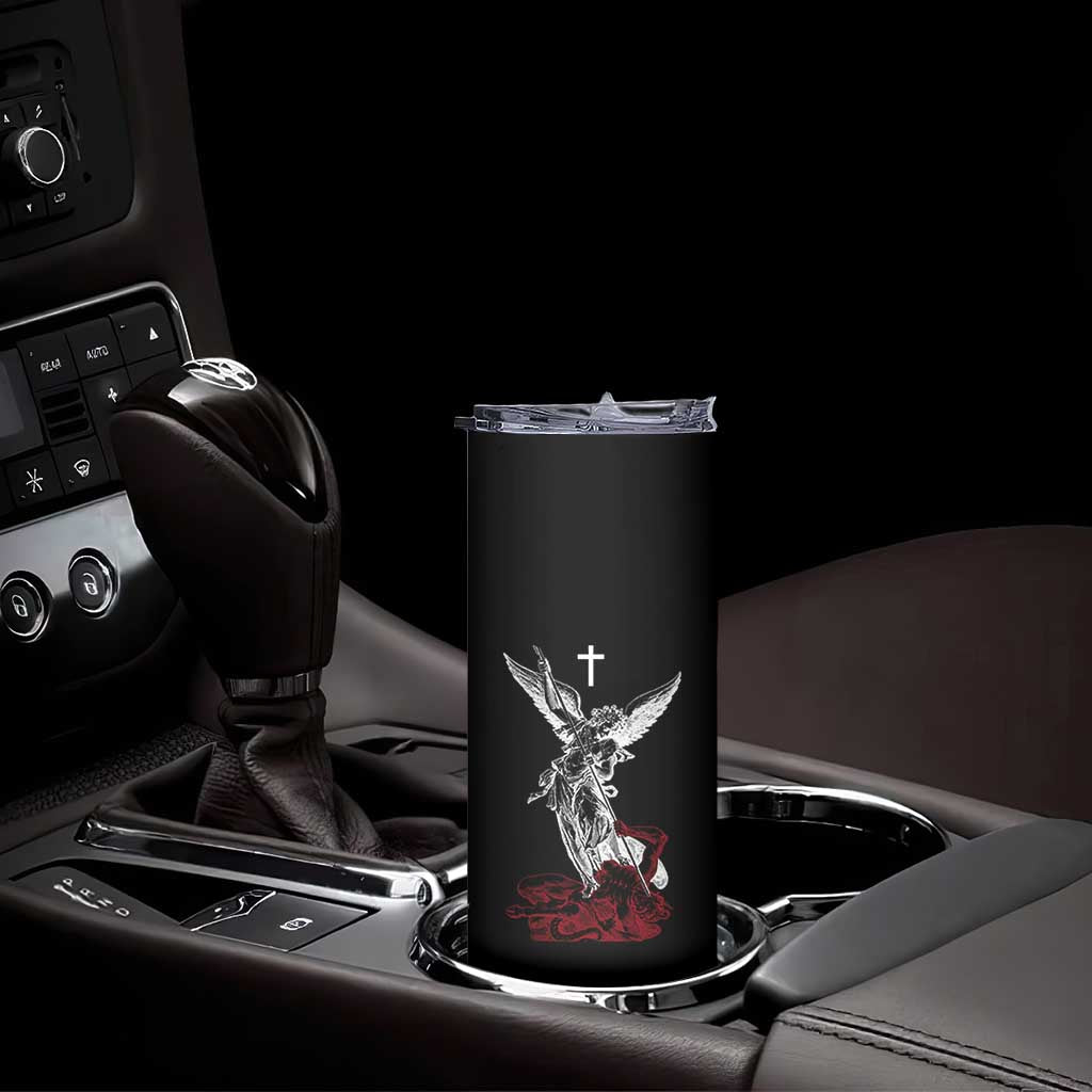 Saint Michael The Archangel Defeating Satan Skinny Tumbler TS10 Print Your Wear