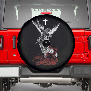 Saint Michael The Archangel Defeating Satan Spare Tire Cover TS10 Black Print Your Wear