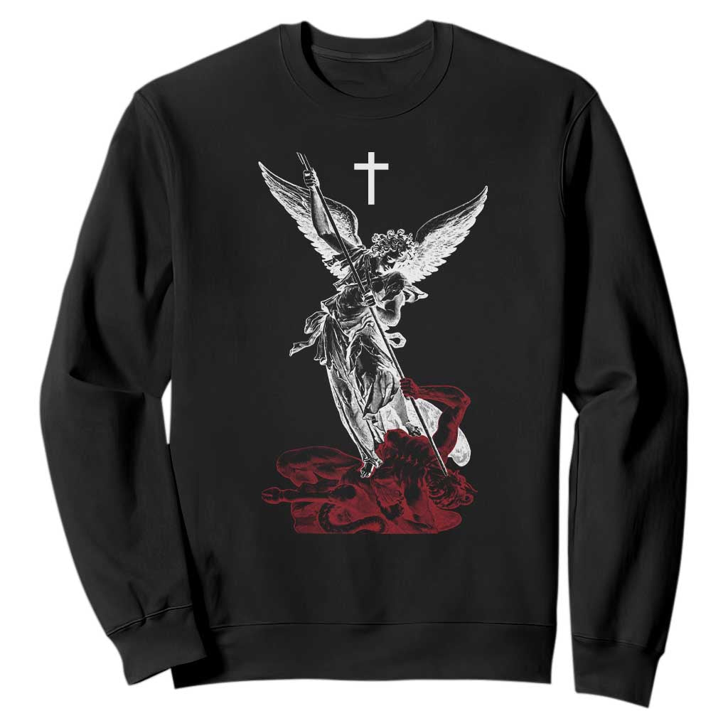 Saint Michael The Archangel Defeating Satan Sweatshirt TS10 Black Print Your Wear