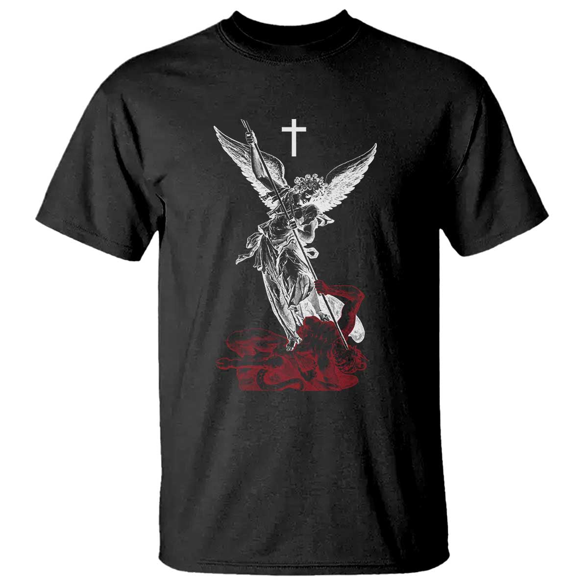 Saint Michael The Archangel Defeating Satan T Shirt TS10 Black Print Your Wear