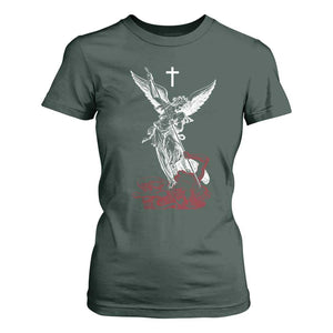 Saint Michael The Archangel Defeating Satan T Shirt For Women TS10 Dark Forest Green Print Your Wear
