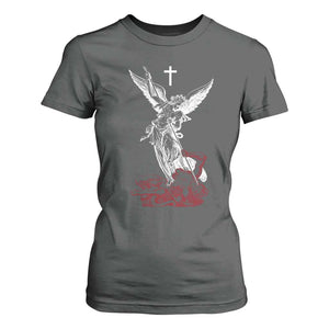 Saint Michael The Archangel Defeating Satan T Shirt For Women TS10 Dark Heather Print Your Wear