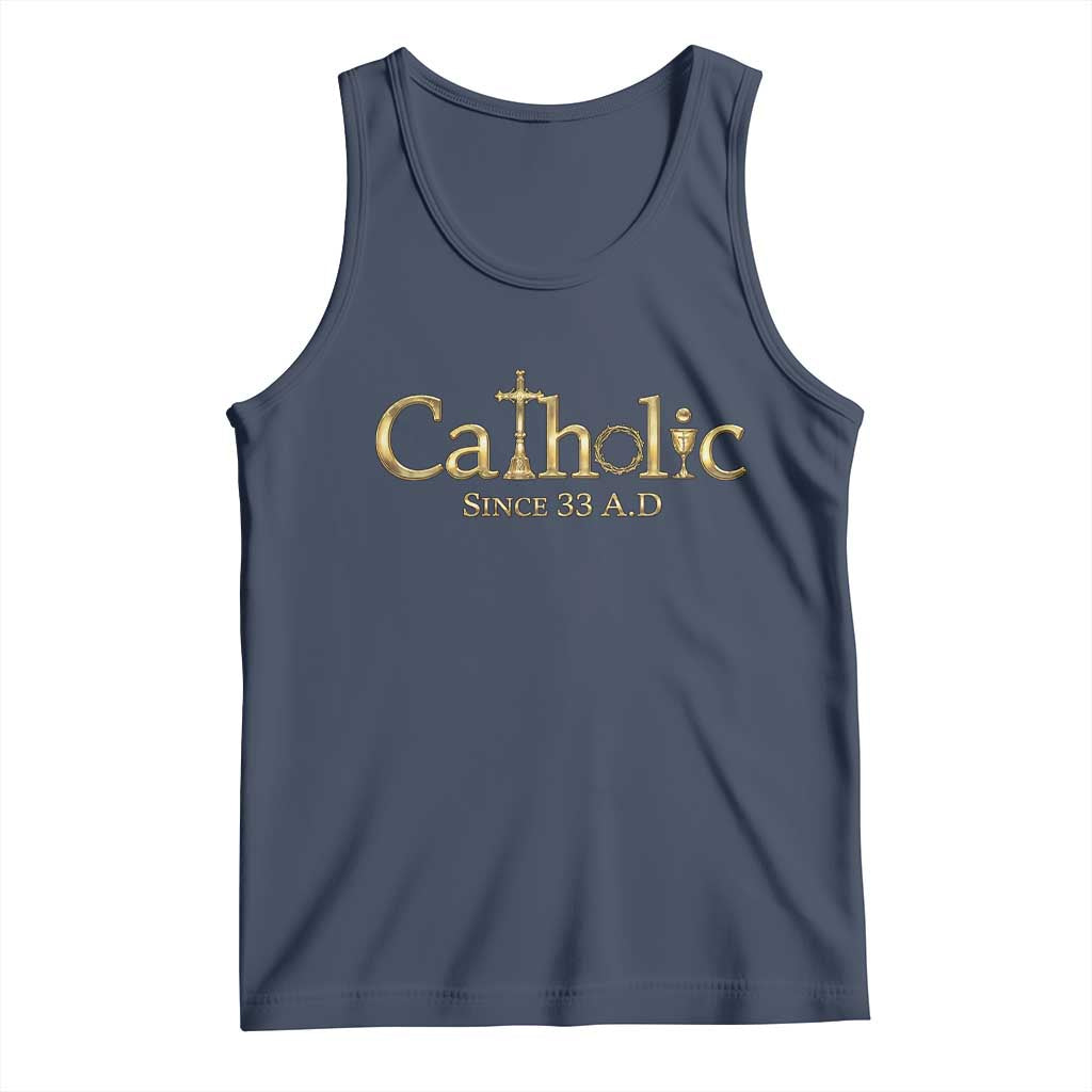 Catholic Since 33 AD Tank Top Christianity Crucifix Jesus Eucharist TS10 Navy Print Your Wear
