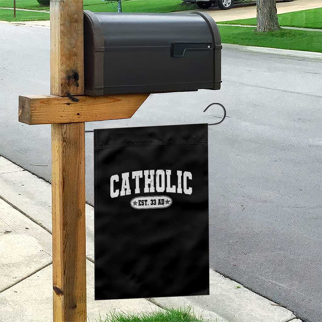 Catholic Since 33 AD Garden Flag Vintage Varsity Crucifix Jesus Eucharist Christianity TS10 Print Your Wear
