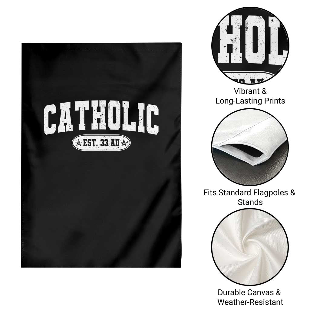 Catholic Since 33 AD Garden Flag Vintage Varsity Crucifix Jesus Eucharist Christianity TS10 Print Your Wear