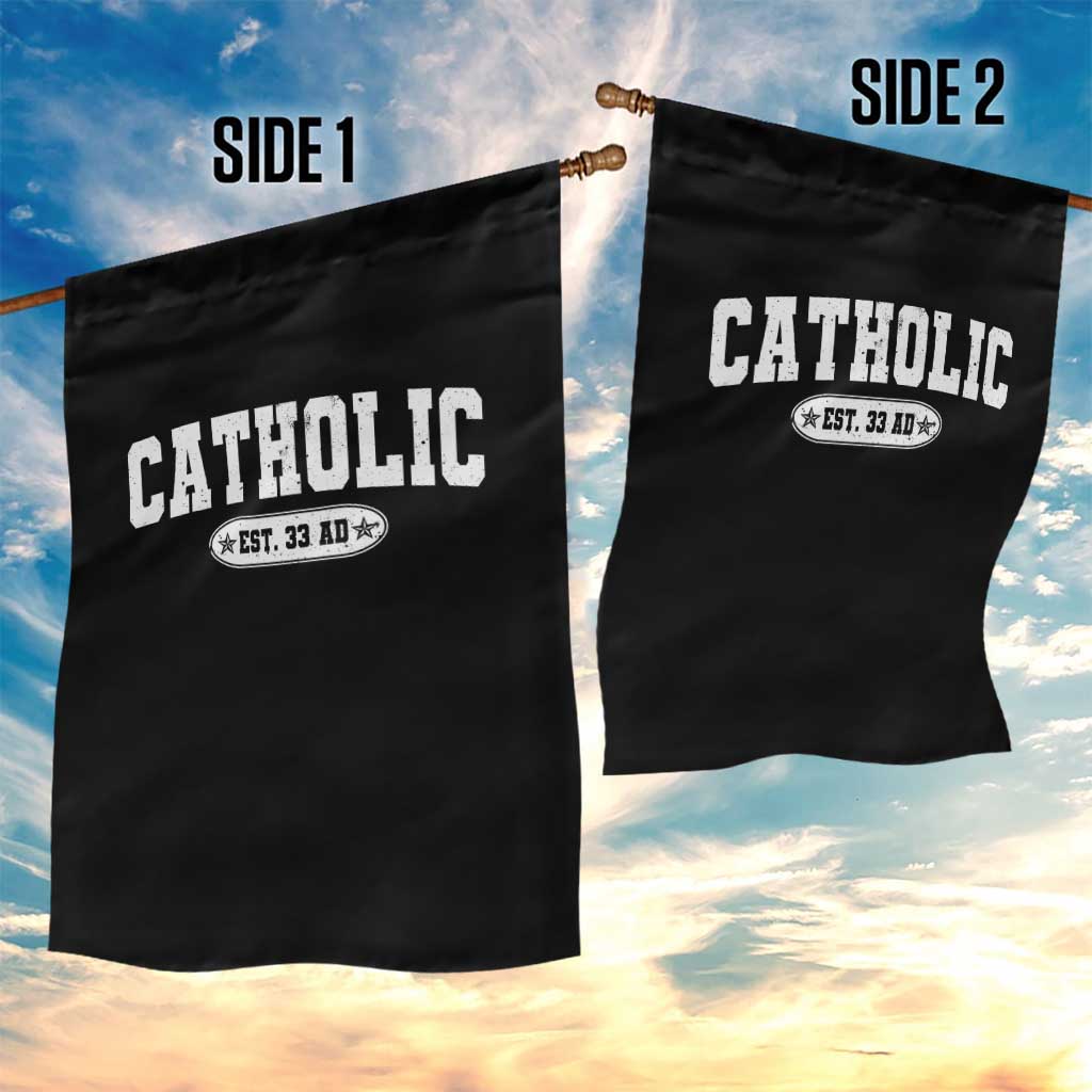 Catholic Since 33 AD Garden Flag Vintage Varsity Crucifix Jesus Eucharist Christianity TS10 Print Your Wear