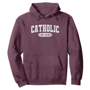 Catholic Since 33 AD Hoodie Vintage Varsity Crucifix Jesus Eucharist Christianity TS10 Maroon Print Your Wear
