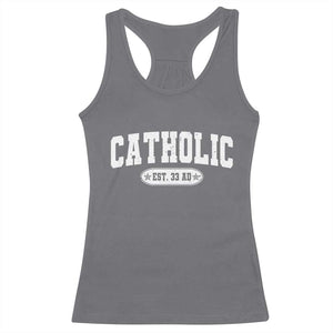 Catholic Since 33 AD Racerback Tank Top Vintage Varsity Crucifix Jesus Eucharist Christianity TS10 Charcoal Print Your Wear