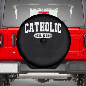 Catholic Since 33 AD Spare Tire Cover Vintage Varsity Crucifix Jesus Eucharist Christianity TS10 Black Print Your Wear