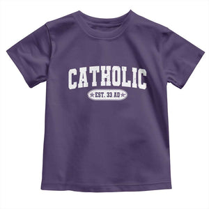 Catholic Since 33 AD Toddler T Shirt Vintage Varsity Crucifix Jesus Eucharist Christianity TS10 Purple Print Your Wear