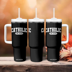 Catholic Since 33 AD Tumbler With Handle Vintage Varsity Crucifix Jesus Eucharist Christianity TS10 Print Your Wear