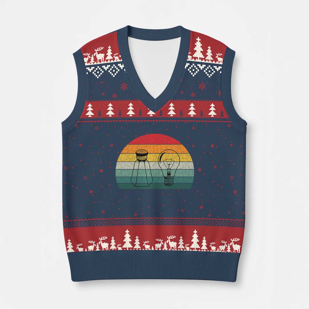 Retro Salt Light Be Ye Salt Christ V-Neck Knit Sweater Vest Bible Verse Christian Worship TS10 Navy Red Print Your Wear