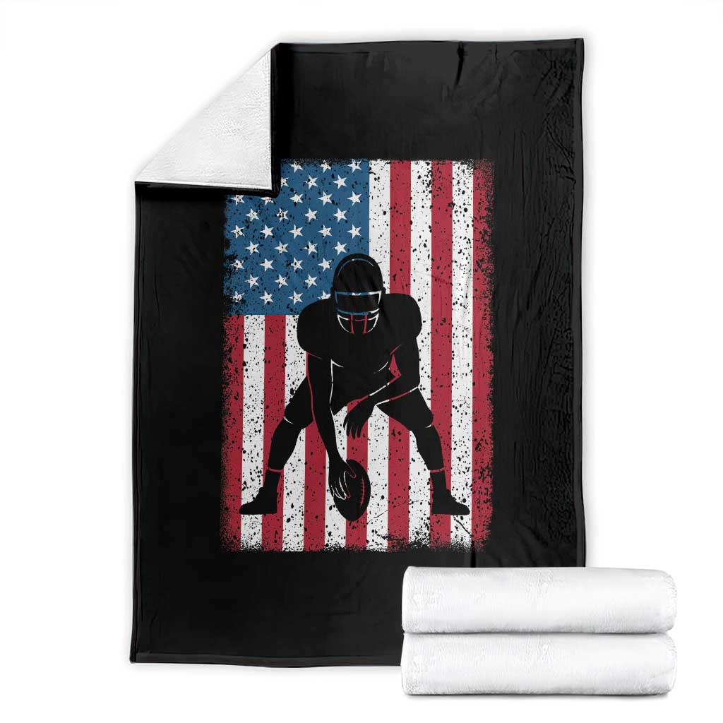 American Flag Football Throw Blanket Cool Distressed Vintage Patriotic Football Player TS10 Black Print Your Wear