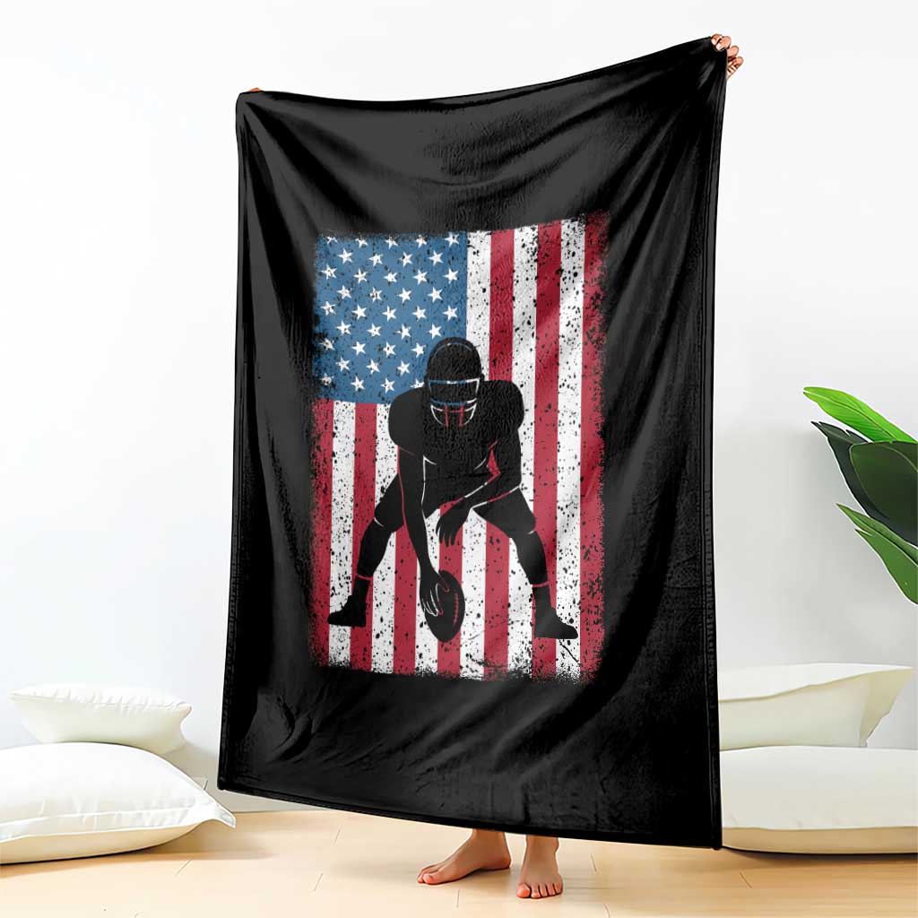 American Flag Football Throw Blanket Cool Distressed Vintage Patriotic Football Player TS10 Print Your Wear