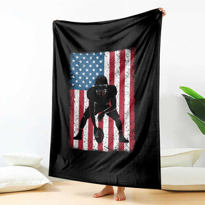 American Flag Football Throw Blanket Cool Distressed Vintage Patriotic Football Player TS10 Print Your Wear