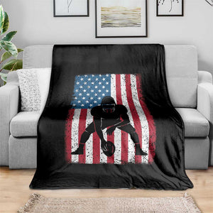 American Flag Football Throw Blanket Cool Distressed Vintage Patriotic Football Player TS10 Print Your Wear
