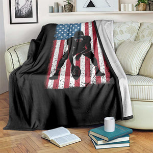 American Flag Football Throw Blanket Cool Distressed Vintage Patriotic Football Player TS10 Print Your Wear
