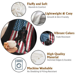 American Flag Football Throw Blanket Cool Distressed Vintage Patriotic Football Player TS10 Print Your Wear