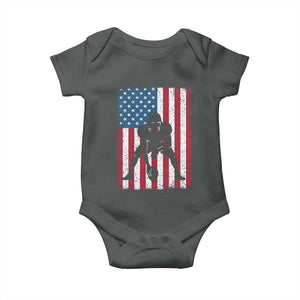 American Flag Football Baby Onesie Cool Distressed Vintage Patriotic Football Player TS10 Dark Heather Print Your Wear
