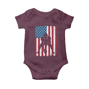 American Flag Football Baby Onesie Cool Distressed Vintage Patriotic Football Player TS10 Maroon Print Your Wear