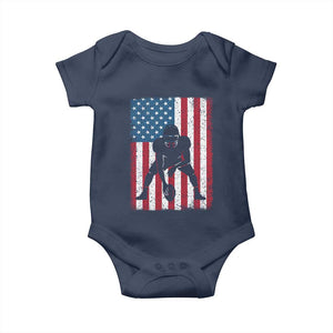 American Flag Football Baby Onesie Cool Distressed Vintage Patriotic Football Player TS10 Navy Print Your Wear