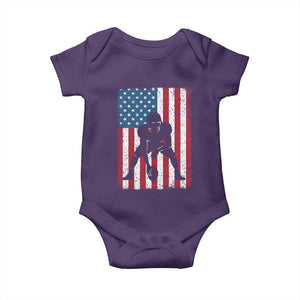 American Flag Football Baby Onesie Cool Distressed Vintage Patriotic Football Player TS10 Purple Print Your Wear