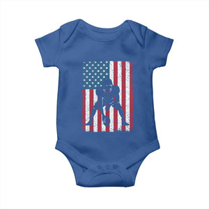 American Flag Football Baby Onesie Cool Distressed Vintage Patriotic Football Player TS10 Royal Blue Print Your Wear
