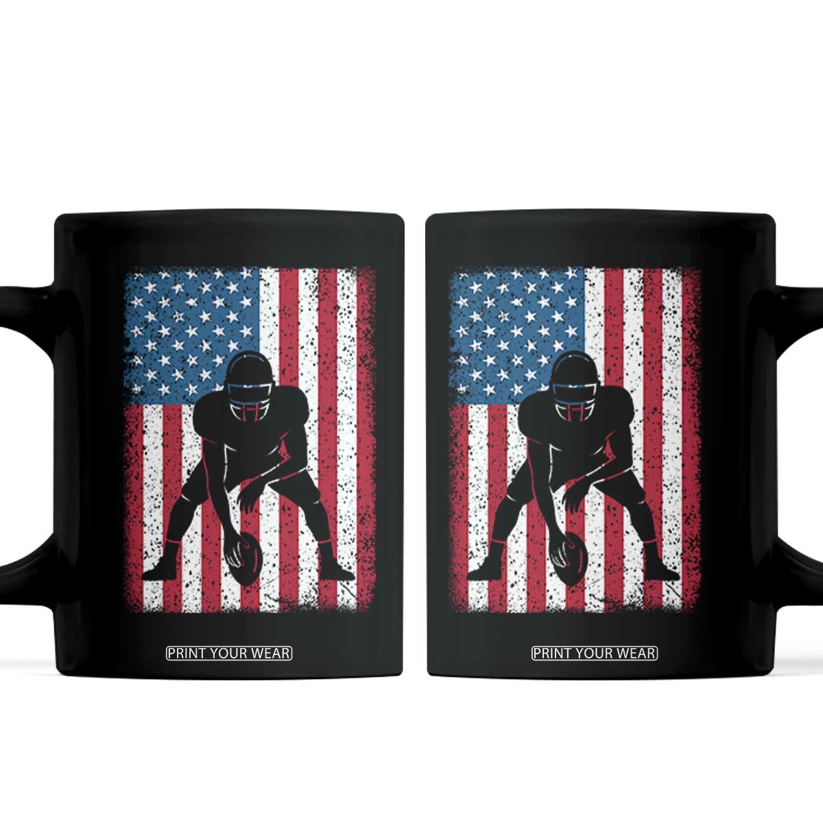 American Flag Football Coffee Mug Cool Distressed Vintage Patriotic Football Player TS10 Black Print Your Wear