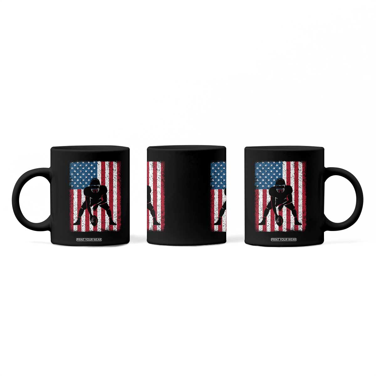 American Flag Football Coffee Mug Cool Distressed Vintage Patriotic Football Player TS10 Print Your Wear