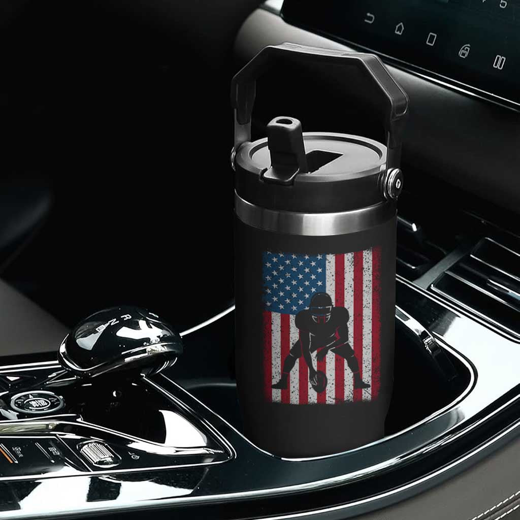 American Flag Football Flip Straw Tumbler Cool Distressed Vintage Patriotic Football Player TS10 Print Your Wear