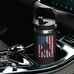 American Flag Football Flip Straw Tumbler Cool Distressed Vintage Patriotic Football Player TS10 Print Your Wear