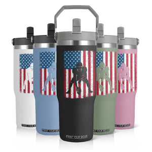 American Flag Football Flip Straw Tumbler Cool Distressed Vintage Patriotic Football Player TS10 Print Your Wear