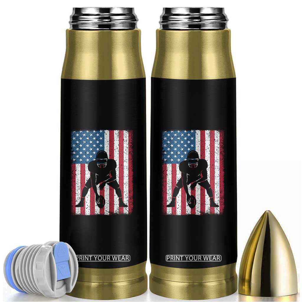 American Flag Football Bullet Tumbler Cool Distressed Vintage Patriotic Football Player TS10 Black Print Your Wear