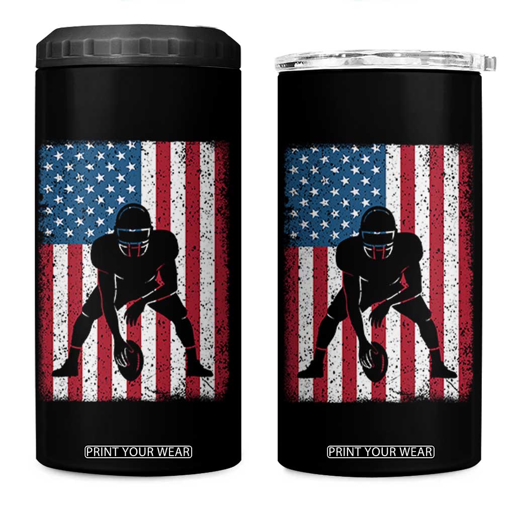 American Flag Football 4 in 1 Can Cooler Tumbler Cool Distressed Vintage Patriotic Football Player TS10 One Size: 16 oz Black Print Your Wear