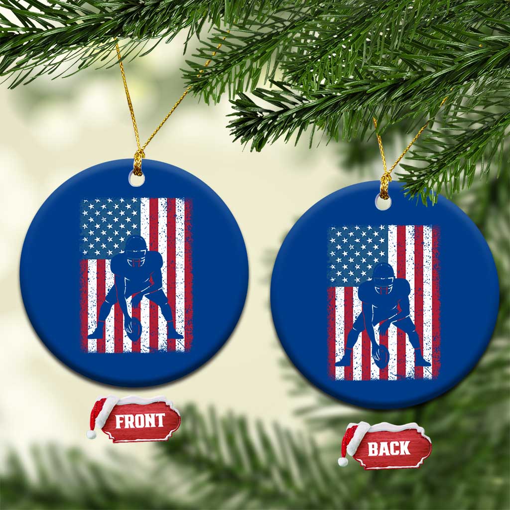 American Flag Football Ceramic Ornament Cool Distressed Vintage Patriotic Football Player TS10 1pc Blue Print Your Wear