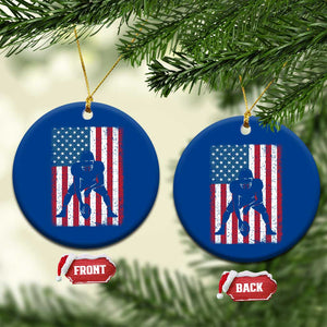 American Flag Football Ceramic Ornament Cool Distressed Vintage Patriotic Football Player TS10 1pc Blue Print Your Wear
