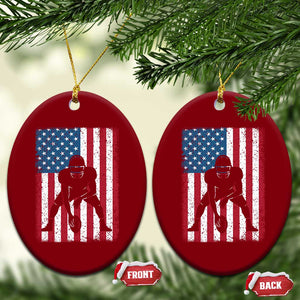 American Flag Football Ceramic Ornament Cool Distressed Vintage Patriotic Football Player TS10 Print Your Wear