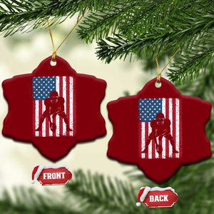 American Flag Football Ceramic Ornament Cool Distressed Vintage Patriotic Football Player TS10 Print Your Wear
