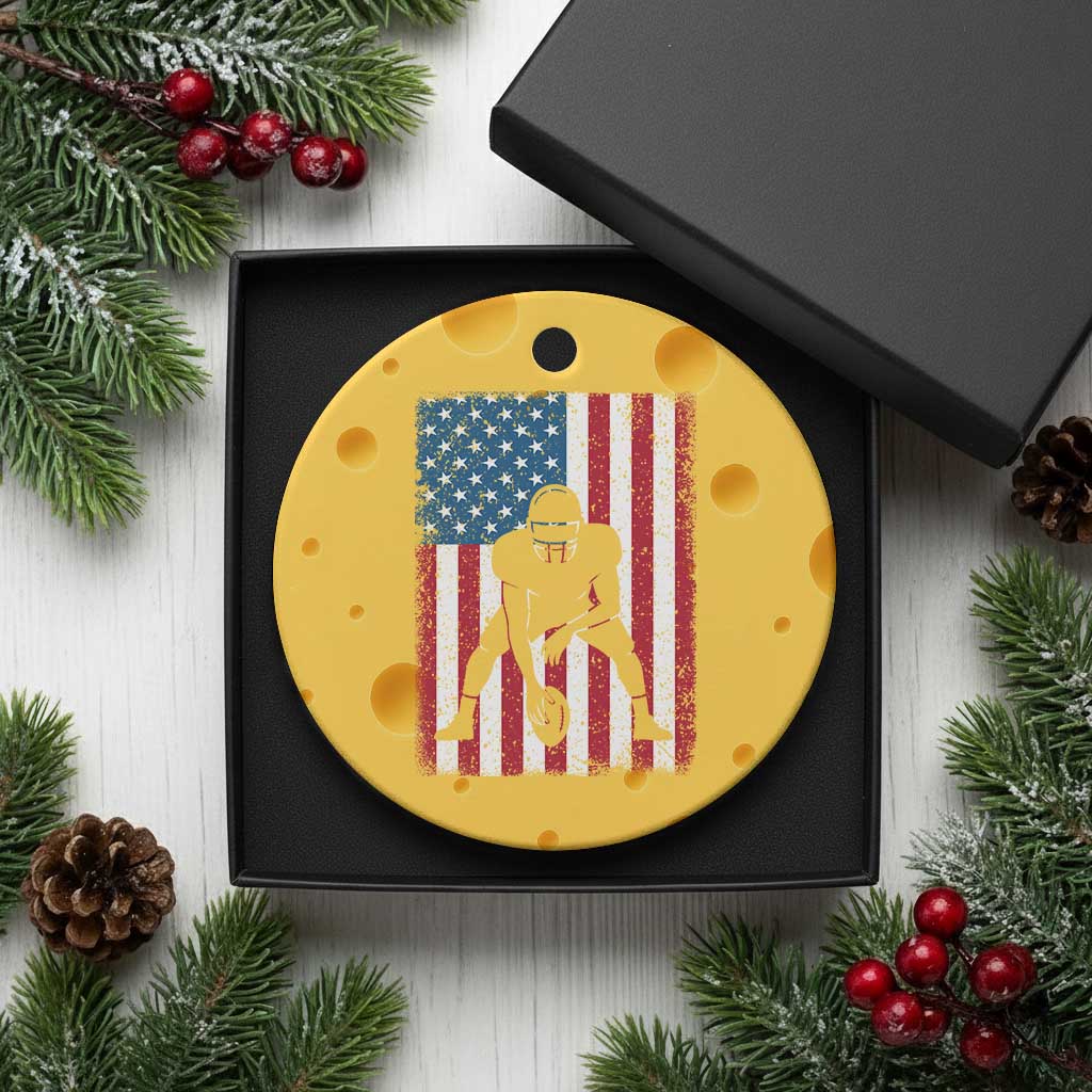 American Flag Football Ceramic Ornament Cool Distressed Vintage Patriotic Football Player TS10 1pc Yellow Cheese Print Your Wear